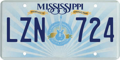 MS license plate LZN724