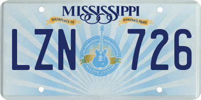 MS license plate LZN726