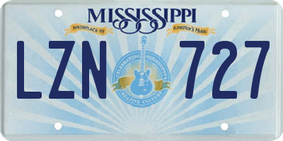 MS license plate LZN727