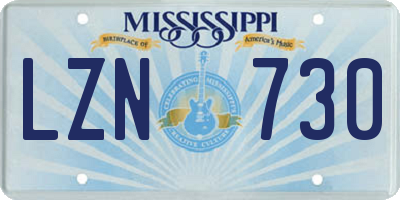 MS license plate LZN730