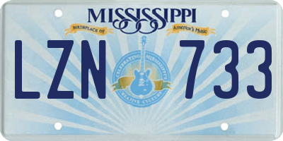 MS license plate LZN733