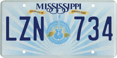 MS license plate LZN734