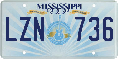 MS license plate LZN736