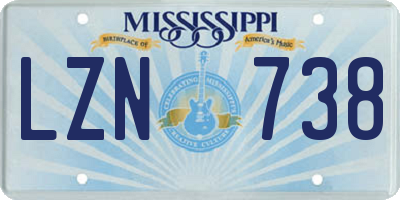 MS license plate LZN738