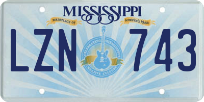 MS license plate LZN743