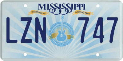 MS license plate LZN747