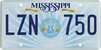 MS license plate LZN750