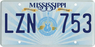 MS license plate LZN753