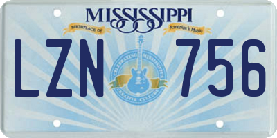 MS license plate LZN756