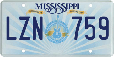 MS license plate LZN759