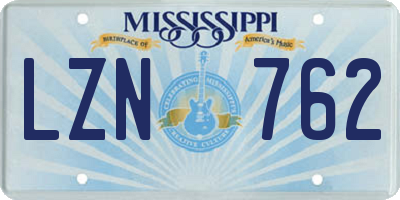 MS license plate LZN762
