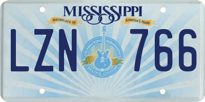 MS license plate LZN766