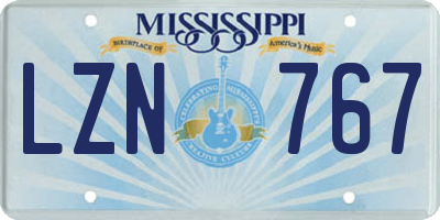 MS license plate LZN767