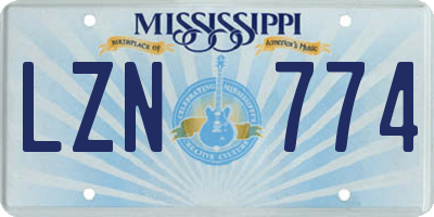 MS license plate LZN774