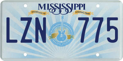 MS license plate LZN775