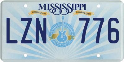 MS license plate LZN776