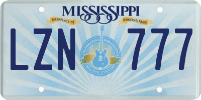 MS license plate LZN777