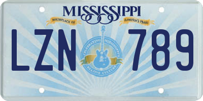 MS license plate LZN789