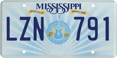 MS license plate LZN791