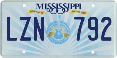 MS license plate LZN792