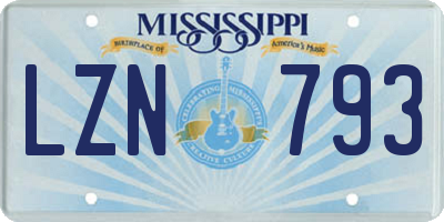 MS license plate LZN793