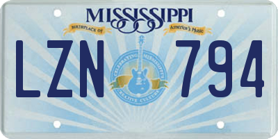 MS license plate LZN794