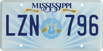 MS license plate LZN796