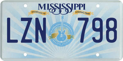 MS license plate LZN798