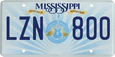 MS license plate LZN800
