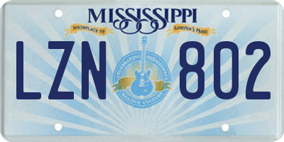 MS license plate LZN802