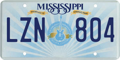 MS license plate LZN804