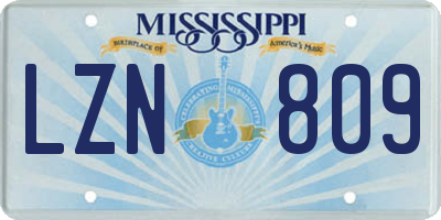 MS license plate LZN809