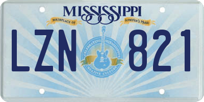 MS license plate LZN821