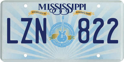 MS license plate LZN822
