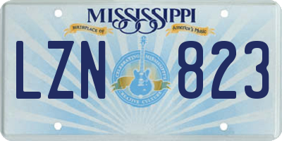 MS license plate LZN823