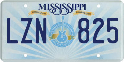 MS license plate LZN825