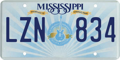 MS license plate LZN834
