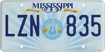 MS license plate LZN835