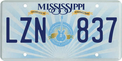 MS license plate LZN837