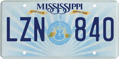 MS license plate LZN840