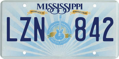 MS license plate LZN842