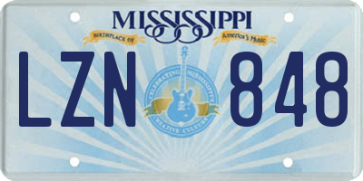 MS license plate LZN848