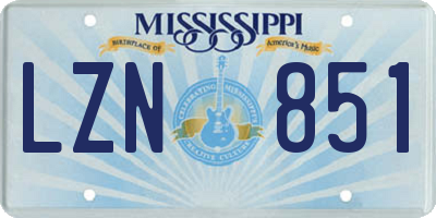 MS license plate LZN851