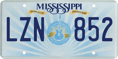 MS license plate LZN852