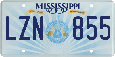 MS license plate LZN855