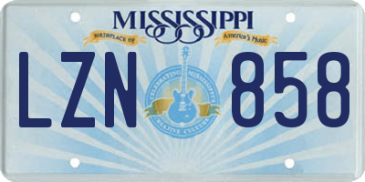 MS license plate LZN858