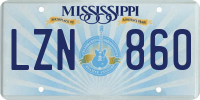 MS license plate LZN860