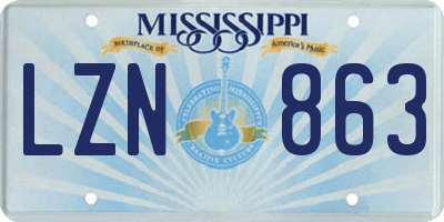 MS license plate LZN863