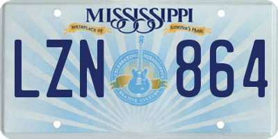 MS license plate LZN864