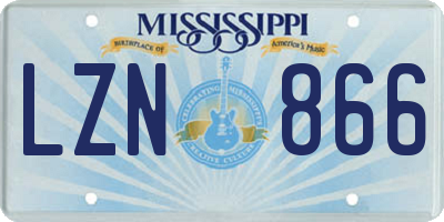 MS license plate LZN866